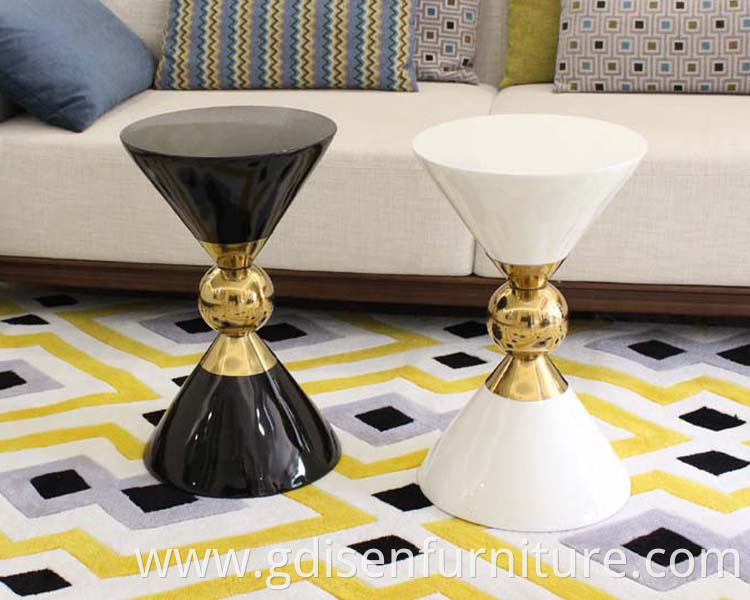 Hot Sell Modern Designer Fibreglass and Metal Round Canaan Accent Table for Living Room Furniture